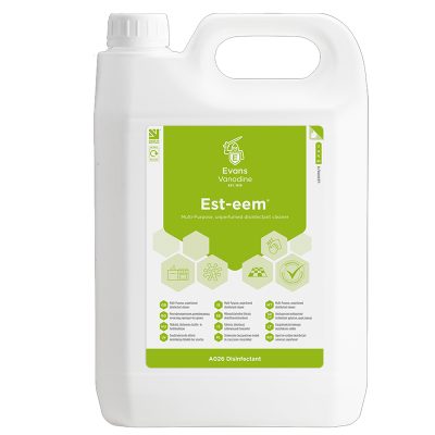 Evans EST-EEM Cleaner & Sanitiser 5 litre Esteem - Order Code: A026EEV2 - Multi-Purpose, Unperfumed Disinfectant Cleaner