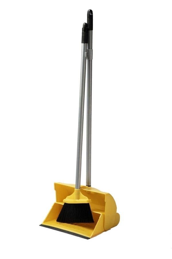 Dust Pan & Brush Set - Long Handled - Yellow-0