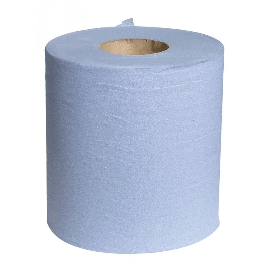 150m Blue Centre Feed Rolls 2 Ply Embossed Wiper Paper Hand Towel Catering 