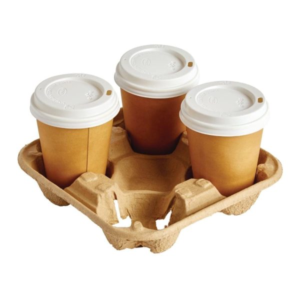 Moulded Pulp 4 cup Carry Tray (Box 180)-0