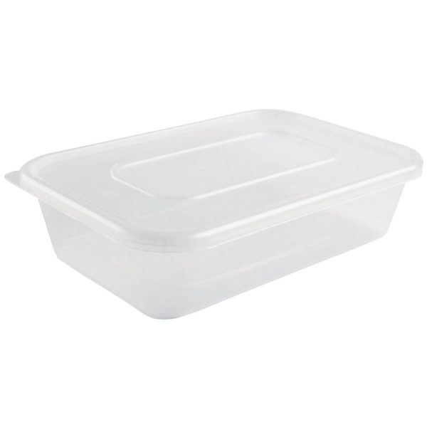 Microwave Plastic Container - 500ml with Lids (Box 250)-0