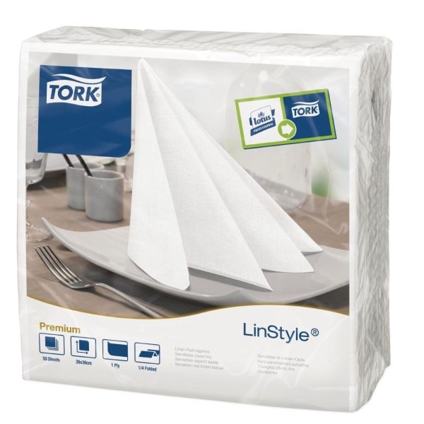 Tork Linstyle Napkins White - 400x400mm (Box 600)-0