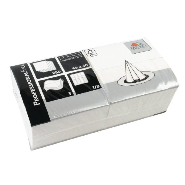 Fasana Professional Tissue Napkin White - 400x400mm 3 ply 1/8 fold (Box 1000)-0