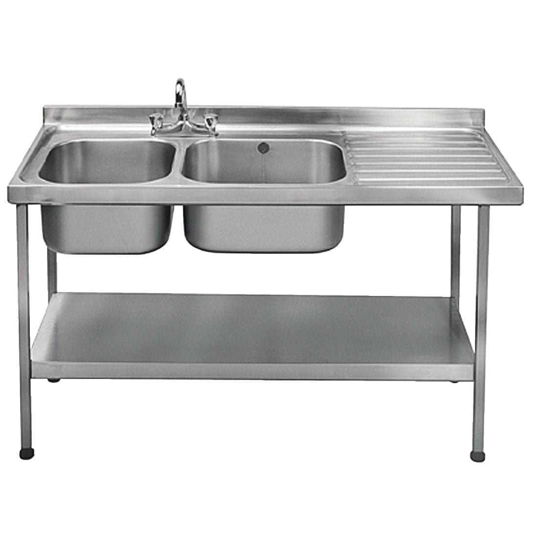 Sissons S/S Sink 1500x600mm Dble L/H Bwl inc taps R/H Drainer Mini Range(Direct)-0