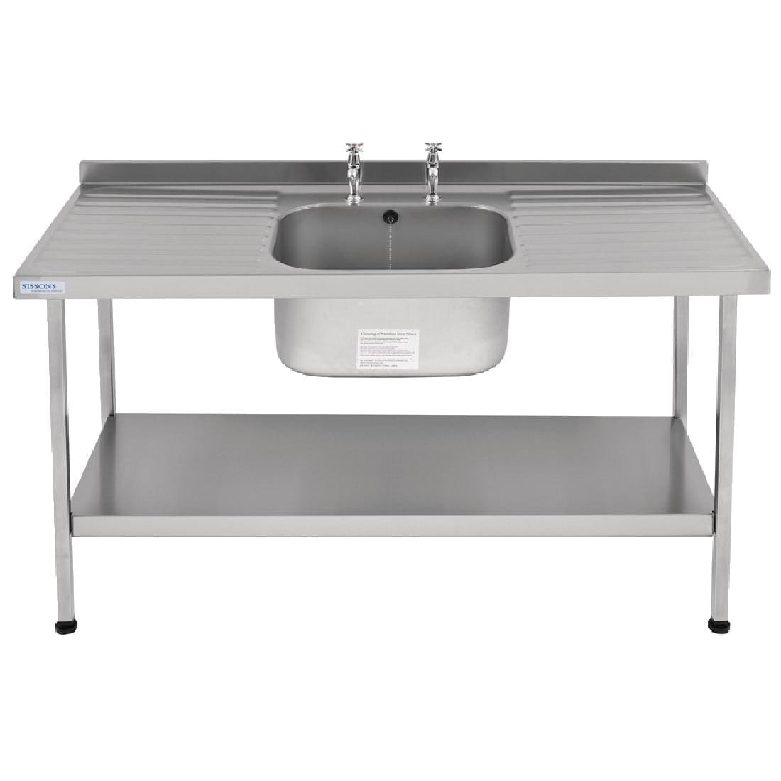Sissons Centre Bowl inc taps & Double Drainer Midi Range St/St - 1800mm (Direct)-0