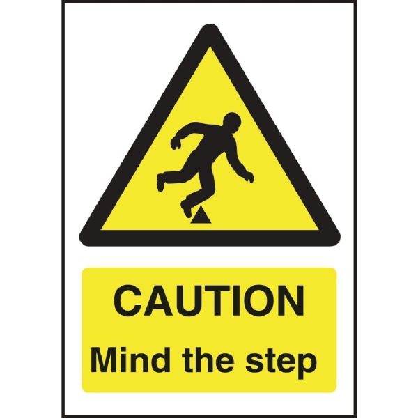 Caution Mind The Step Sign - 200x150mm (Self-Adhesive)-0