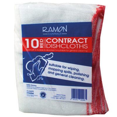 Dishcloths Red Edged 10 Pack