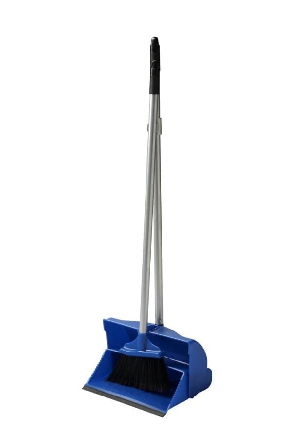 Dust Pan & Brush Set - Long Handled - Blue -0