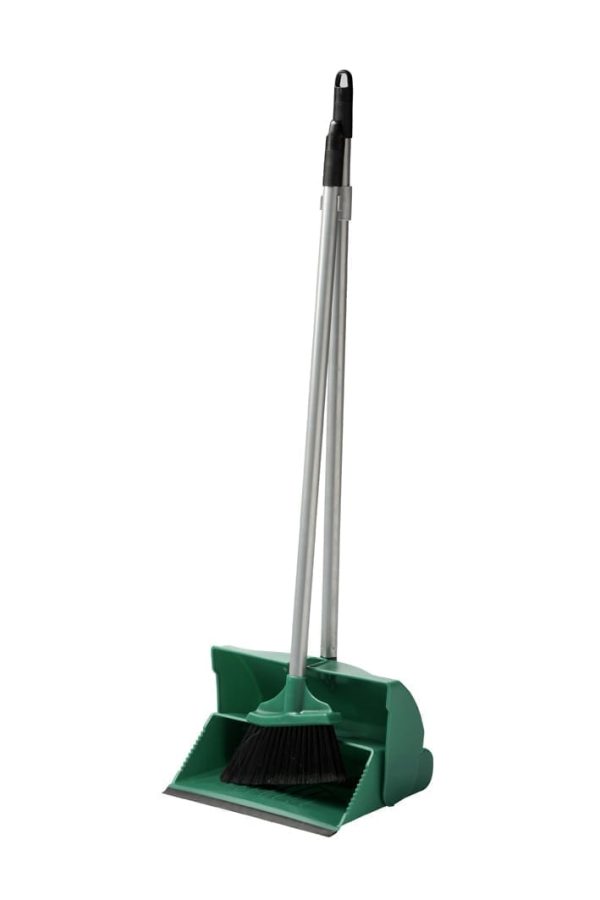 Dust Pan & Brush Set - Long Handed - Green-0