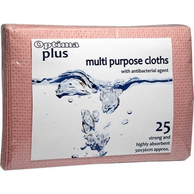 Optima Plus Antibacterial Cloths Red - 25 Pack-0