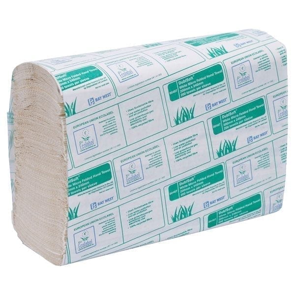 Bay West DublSoft Micro Folded Paper Towels 1ply - White - Box 3000