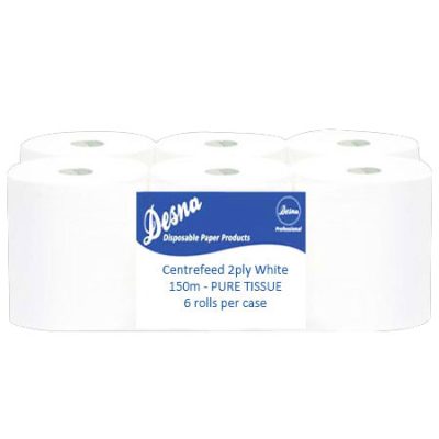 1021 pure centrefeed 2ply white 150 metre
