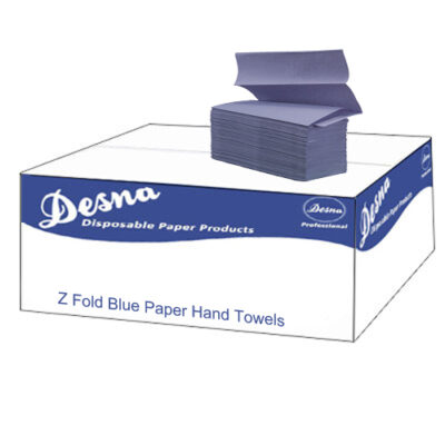 Interleaveed Z-folded paper hand towels for catering in Blue