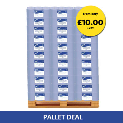 UB 1013 Blue Centrefeed Rolls 2ply 150m Flat Sheet 6 Pack