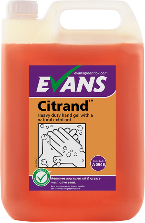 e with the recent ban on microbeads, we have re-formulated CITRAND™, replacing the beads with Olive Seeds Soft gel, dissolves and removes oil, grease and stubborn soiling from hands