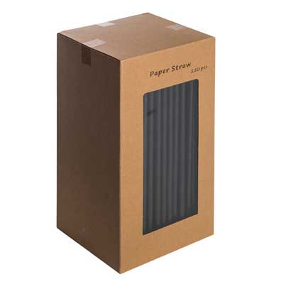Paper Straws Black 8" Box 250