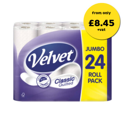 Velvet Toilet Paper Classic Quilted 3 ply 24 Rolls