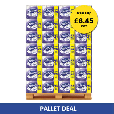 Velvet Toilet Paper Classic Quilted 3 ply 24 Rolls Pallet Deal