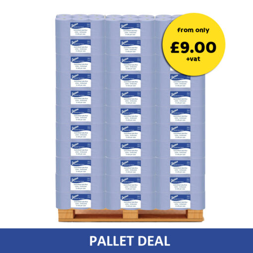 Pallet Deal Embossed Blue Centrefeed Rolls 2ply 500 sheet 6pk