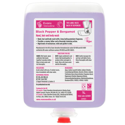 Evans BLACK PEPPER BERGAMOT Body Wash Cartridge 6 x 1 litre