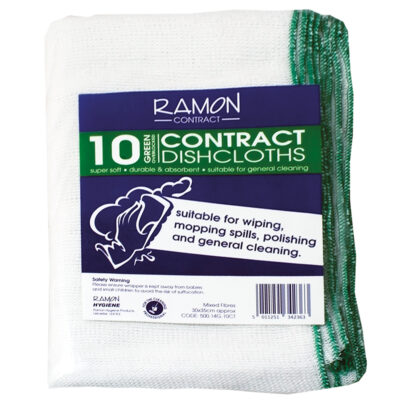 Dishcloths Green Edged 10 Pack