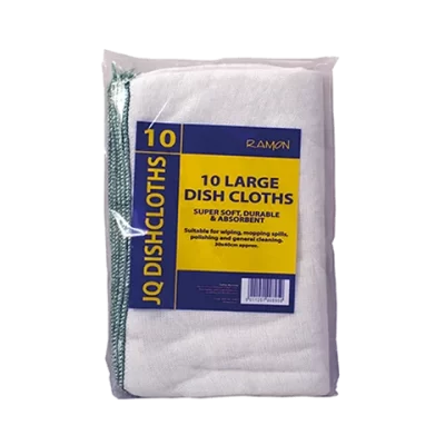 Large Dishcloths Green Edged 10 Pack
