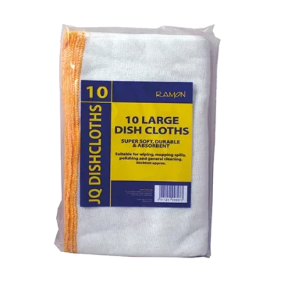 Large Dishcloths Yellow Edged 10 Pack