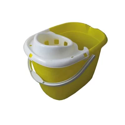 15 litre Yellow Mop Bucket with wringer. Made in the UK