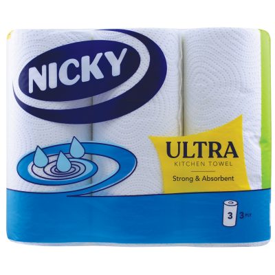 The NICKY Ultra Kitchen Rolls are known for their strength and absorbency, making them a reliable choice for various household tasks.