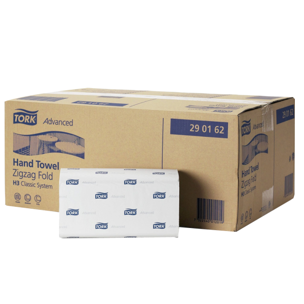 TORK ZigZag Fold H3 Hand Towels White 2ply Box 3000