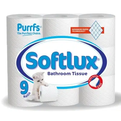 Softlux 3ply White Toilet Rolls - 45 Pack. Packed in 9 x 5's. Unfragranced, 