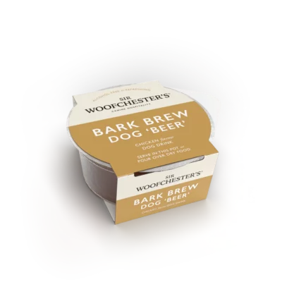 Sir Woofchester's Chicken flavour alcohol-free (of course!) dog drink. A complimentary pet drink for dogs over 12 weeks old. A perfect treat!